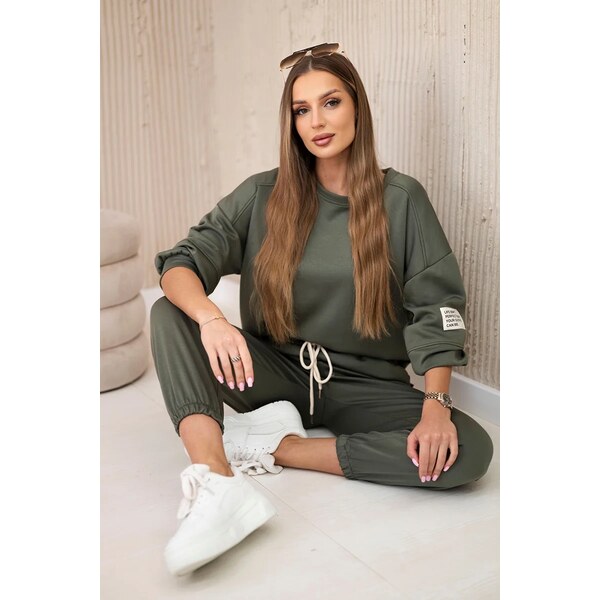 Kesi Włoski Viskózový set mikinové + nohavice khaki 60969111