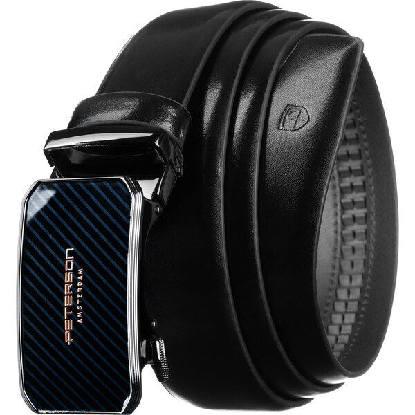 Peterson Elegantný pánsky čierny kožený opasok PTN A016 64601528