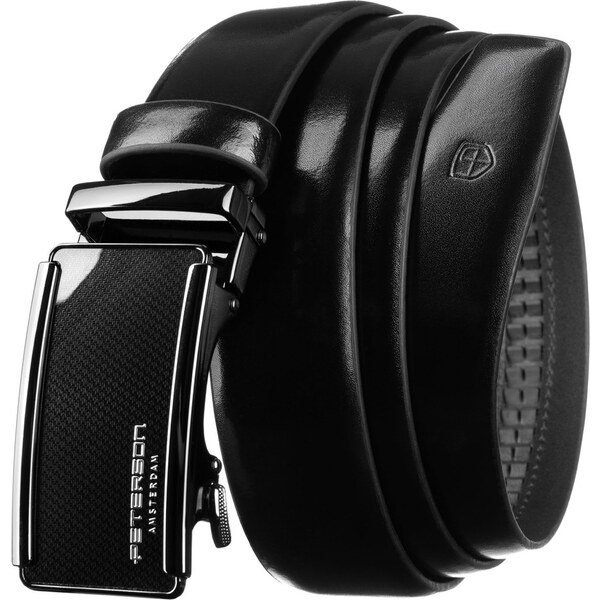 Klasický pánsky čierny kožený opasok s automatickou prackou - Peterson 64601658