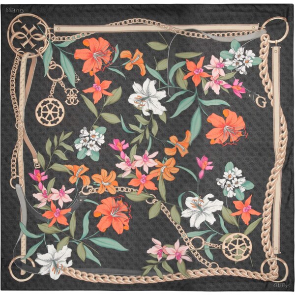 GUESS Šatka KEFIAH 130X130 zelená / tmavooranžová / čierna / biela 64991283