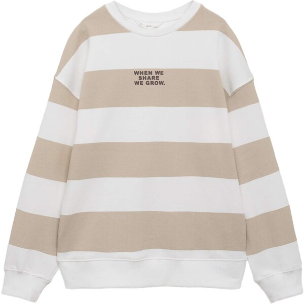 MANGO KIDS Mikina STRIBLO béžová / čierna / biela 65658052