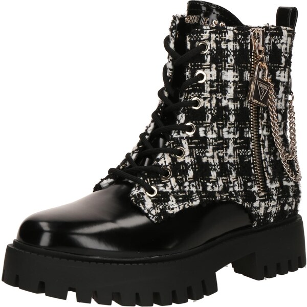 GUESS Šnurovacie členkové čižmy FIORELO2 čierna / biela 65343731