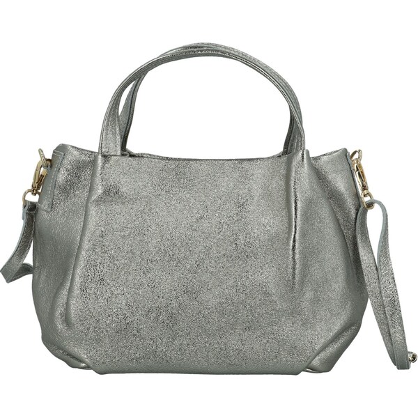 Dámska kožená kabelka do ruky strieborná - Delami Vera Pelle Marillyn 64874647