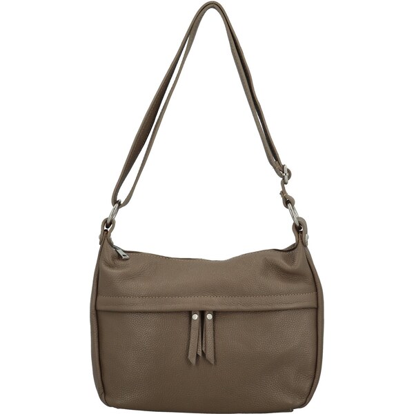 Dámska kožená crossbody kabelka taupe - Delami Vera Pelle Meyrra taupe 64874637