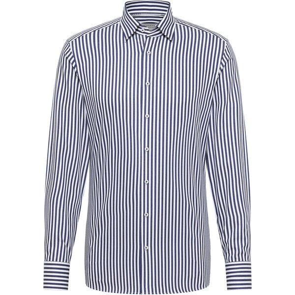 Luxusná pruhovaná pánska saténová košeľa ETERNA Slim fit v modro 64727534