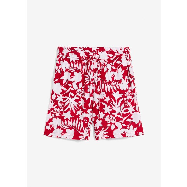 bonprix Šortky, široké, viskózové s pohodlným pásom, farba červená 64727952