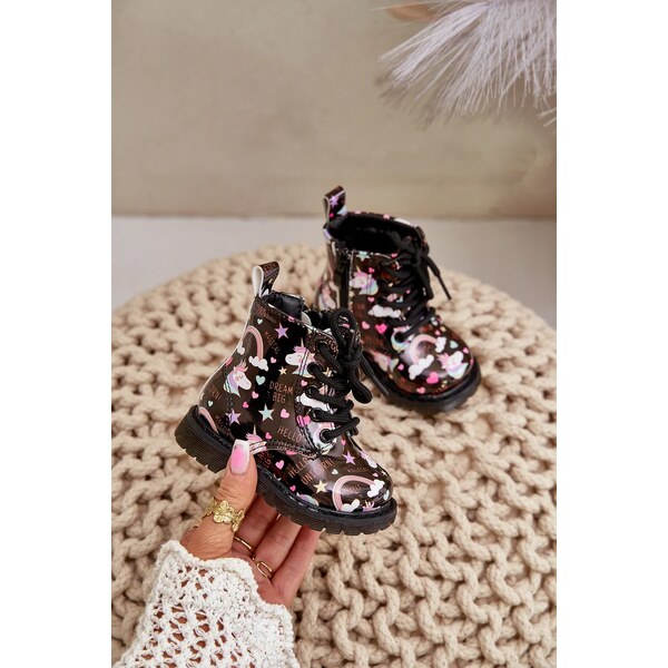 Kesi Detské zateplené členkové topánky so zipsom Unicorns Black Tiptop 64728459