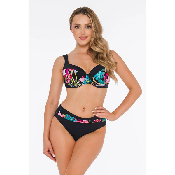 Dámske dvojdielne plavky Barcelona 1 S896BE1 Black with Leaves - Self 64729051