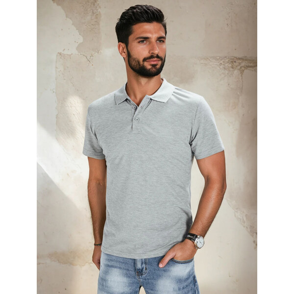 BASIC Svetlosivá pánska polokošeľa PX0513 32642019