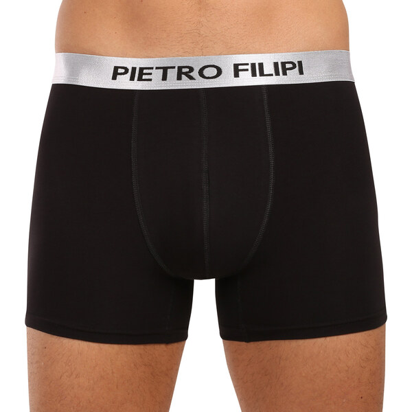 2PACK pánske boxerky Pietro Filipi čierné Metalic silver (2PBMS2) 64756665