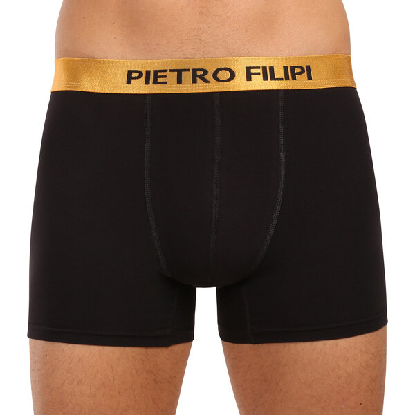 2PACK pánske boxerky Pietro Filipi čierné Metalic gold (2PBMS1) 64756666