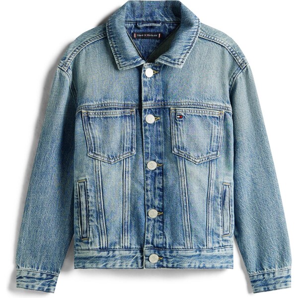 TOMMY HILFIGER Prechodná bunda modrá denim / svetločervená / biely 64826160