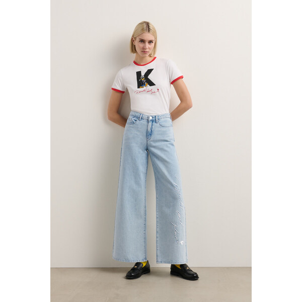 DŽÍNSY KARL LAGERFELD KL X DISNEY WIDE LEG DENIM PANTS 64780776