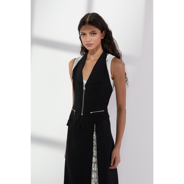 BLÚZKA KARL LAGERFELD WAISTCOAT ZIP BLOUSE 64780779