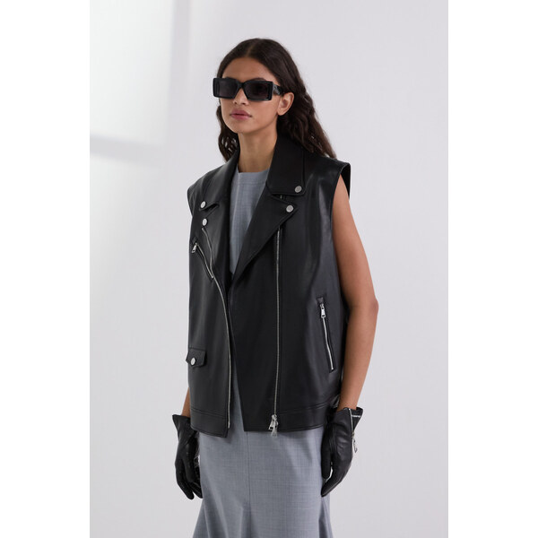 VESTA KARL LAGERFELD FAUX LEATHER BIKER GILET 64780799