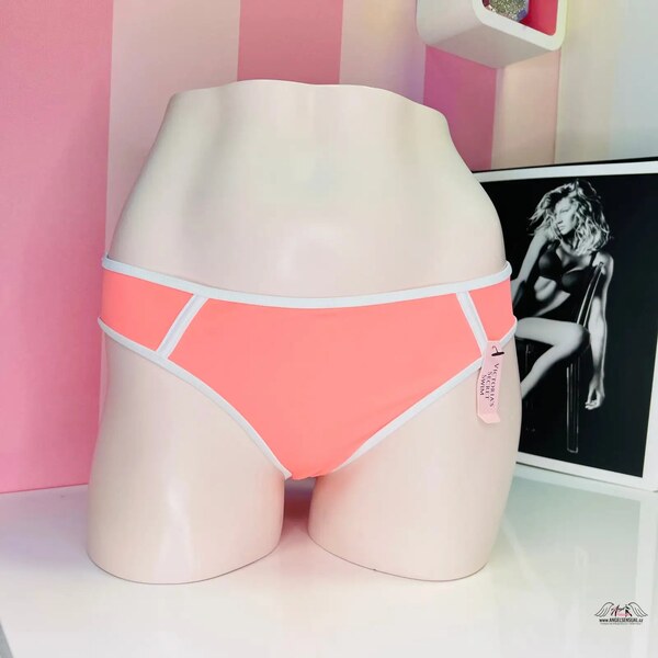 Victorias Secret Sofistikovaný koralový spodný diel plaviek s bielymi 46574662
