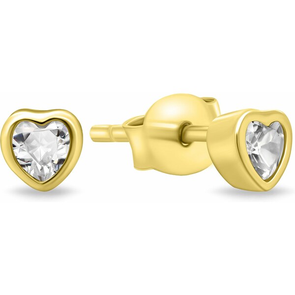 Brilio Silver Nežné pozlátené náušnice so zirkónmi Srdiečka EA599Y 66595119