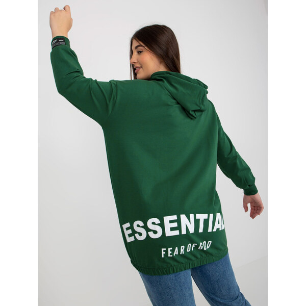 Mikina s kapucňou s potlačou vzadu zelená 64807807