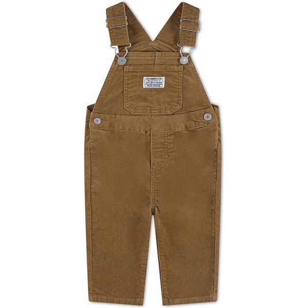 Detské bavlnené nohavice na traky Levis CORDUROY OVERALL 64816237