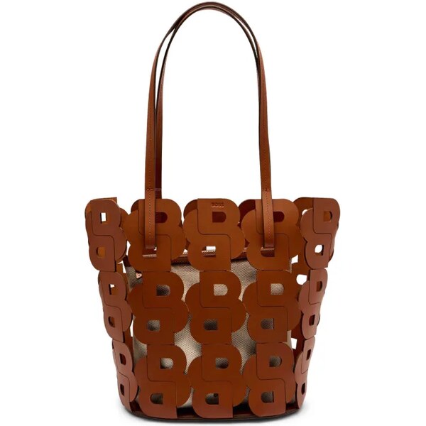 BOSS BLACK Kožená shopper kabelka + príručná taštička Lindah 63397002