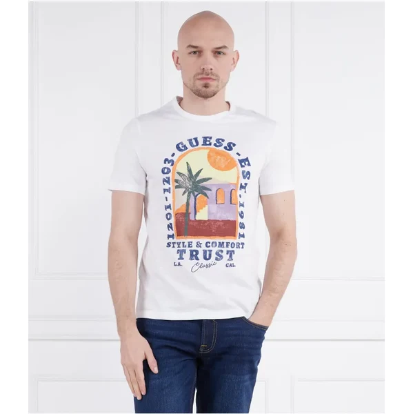 GUESS Tričko PALM WINDOW | Slim Fit 40931897