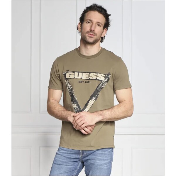 GUESS Tričko SS BSC BRUSHED TRIANGLE TEE | Classic fit 37240187