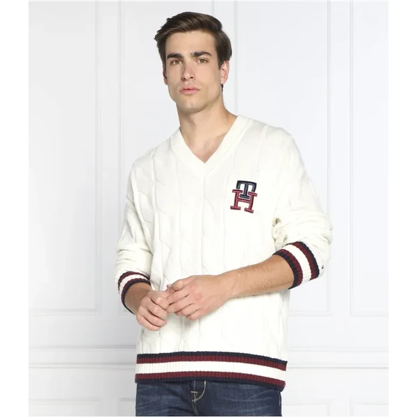 Tommy Hilfiger vlnený sveter monogram cable cricket | oversize fit 35258862