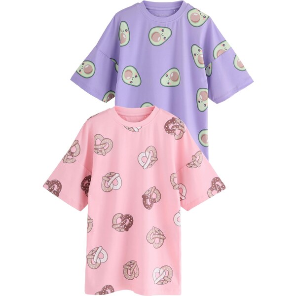 Next Nočná košieľka svetlozelená / fialová / svetloružová / biela 65656689