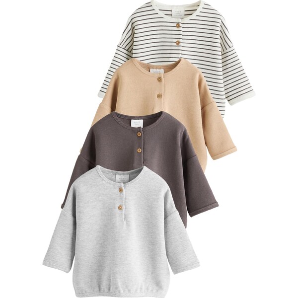 Next Tričko farba ťavej srsti / čokoládová / svetlosivá / biela 65883453