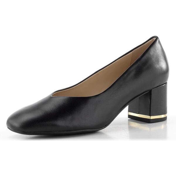 Caprice čierne kožené lodičky na širokom podpätku 9-22405-45-022 65612193