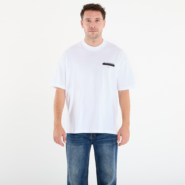 Tričko AllSaints Redact Oversized Embroidered Logo T-Shirt Ashen White 64822454