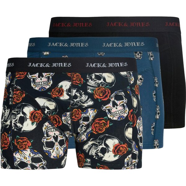 JACK & JONES Boxerky JACMurpy Skull zafírová / sivá / čierna / biela 64826079