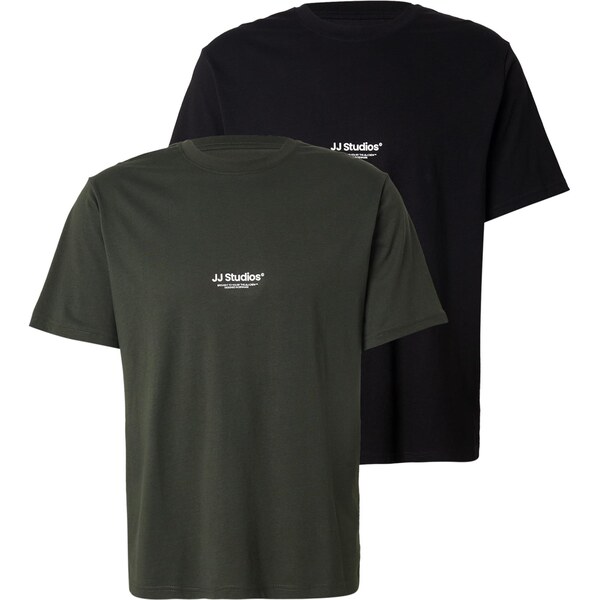JACK & JONES Tričko JJESOHO tmavozelená / čierna 64826251