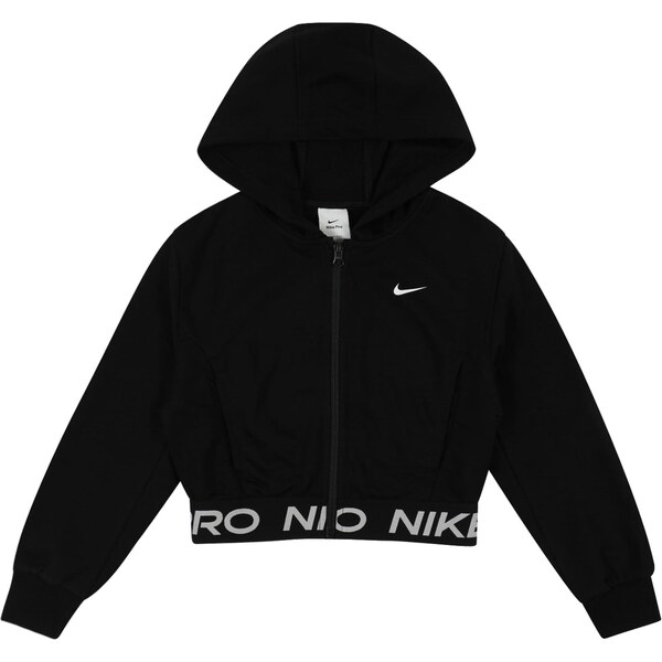 NIKE Športová mikina so zipsom Pro čierna / biela 65485000