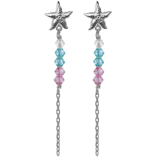 Victoria Cruz Dlhé strieborné náušnice Hviezdice s kryštálmi Bliss 66585678