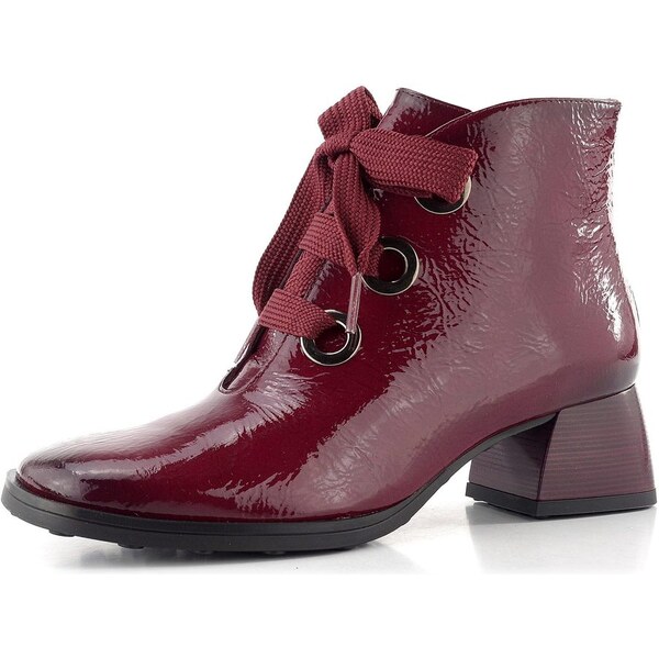 Hispanitas lakovaná šnurovacia členková obuv na podpätku Marsella wine 65611982