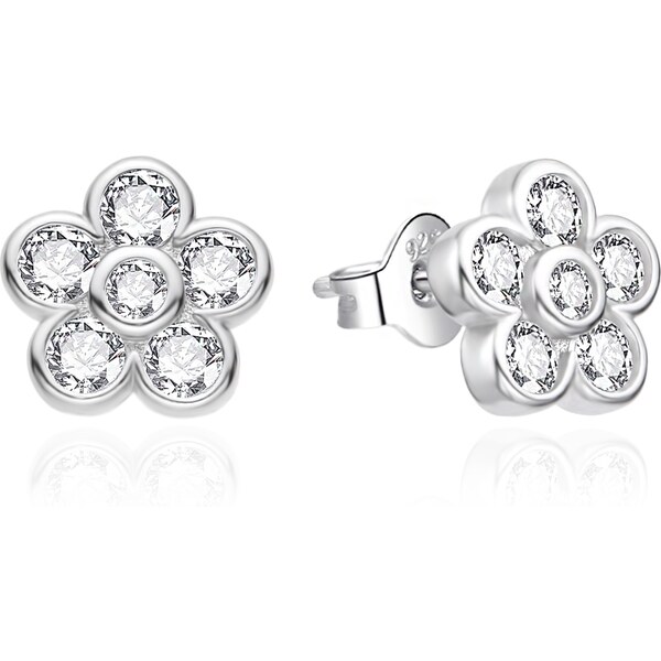 Agato Strieborné kvietkové náušnice s čírymi zirkónmi AGT-E257PW 66587516
