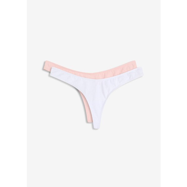 bonprix V-string nohavičky s komfortnou bavlnou (2 ks), farba biela 64843029
