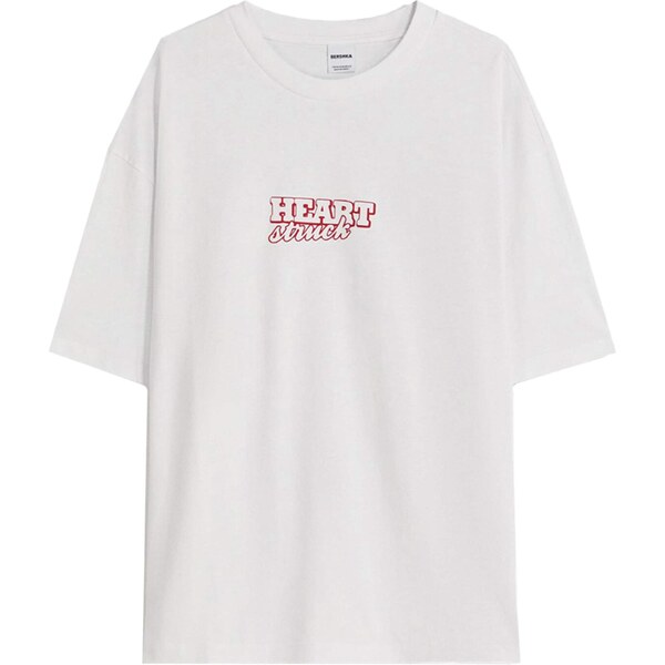 Bershka Tričko červená / biela 65886178