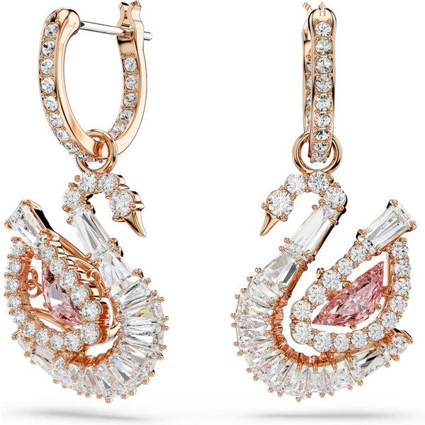 Swarovski Náušnice Swan ružové zlato / ružová / strieborná / 64890583