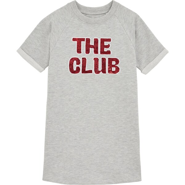 WE Fashion Šaty sivá / krvavo červená / biela 65882883