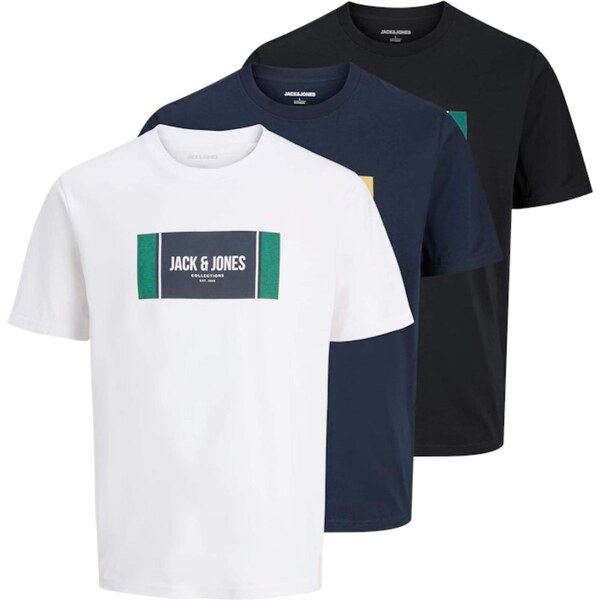 JACK & JONES Tričko JJHAYATO tmavomodrá / čierna / biela 64865916