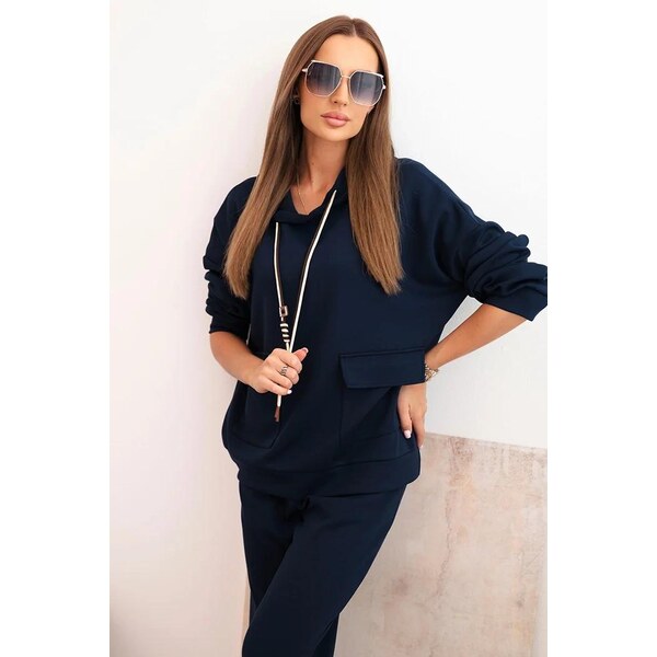 MladaModa Viskózová súprava mikiny s vreckami a nohavíc s opaskom 64966749