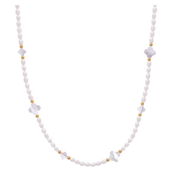 Perlový náhrdelník so štvorlístkami - Zlatá Trimakasi 64874584