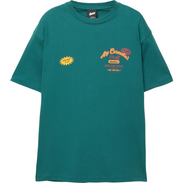 Pull&Bear Tričko AY CARMELA tmavožltá / smaragdová / vínovo červená / 65475084