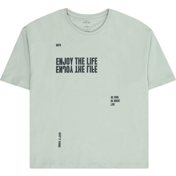 NAME IT Tričko NKMVICTOR pastelovo zelená / čierna 66001594