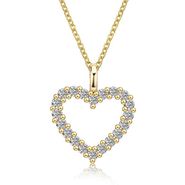 Olivie Stříbrný náhrdelník GOLD 0,6ct MOISSANITE SRDCE 9804 64892356