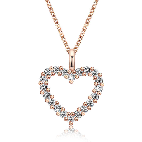 Olivie Stříbrný náhrdelník ROSE 0,6ct MOISSANITE SRDCE 9805 64892357