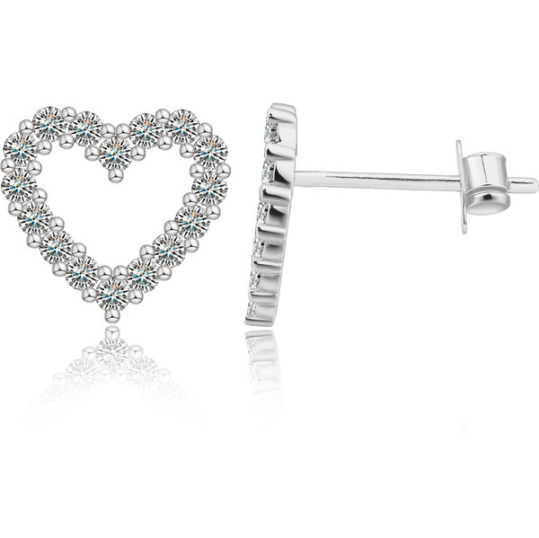 Olivie Stříbrné náušnice moissanitové SRDCE 9809 64892359