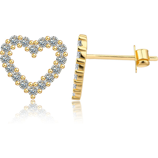 Olivie Stříbrné náušnice GOLD moissanitové SRDCE 9810 64892360